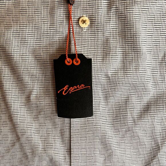 Egara Shirt Men’s 3XL Blue White Woven Pattern NWT Button Up Cotton Spadex - Picture 9 of 9